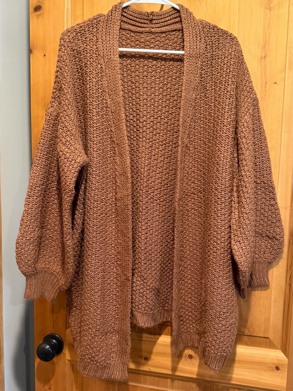 Amazon Coffee Brown Open-Front Chunky Knit Cardigan